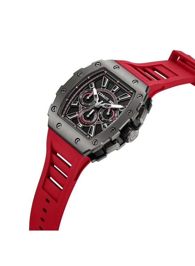 CERRUTI 1881 Gubbio Black Dial Silicone Strap Chronograph Watch for Men, 43.5mm